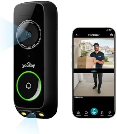 Overview of the youkey 2K Doorbell Camera Wireless No Subscription with Head-to-Toe Video