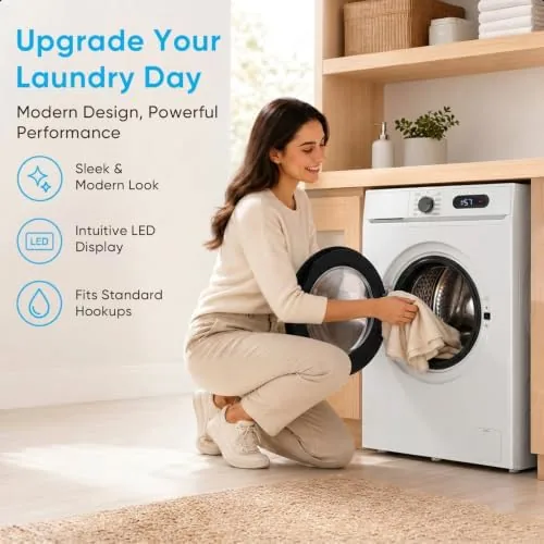 Clothes and towels tumbling in the drum of the TABU washer