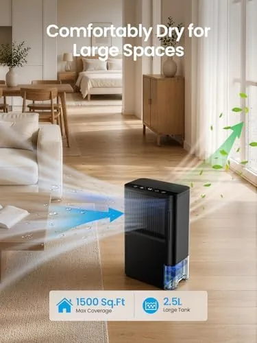 Close look at the Dehumidifiers for Home, 2.5L Tank, 35dB Quiet, Continuous Draining Hose build quality