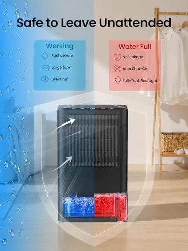 Another view of the Dehumidifiers for Home, 2.5L Tank, 35dB Quiet, Continuous Draining Hose