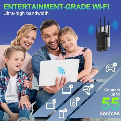 The WiFi extender next to a basic repeater and a mesh node