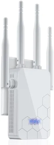 The 2026 WiFi extender plugged into a wall outlet in a living room