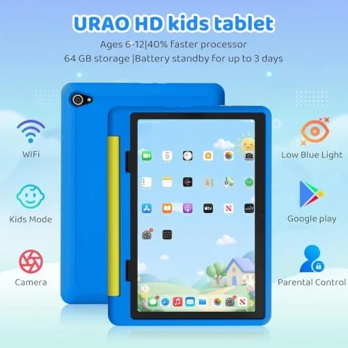 Close look at the Kids Tablet,Android 16 Tablet for Kids 10 inch with Case,24GB build quality