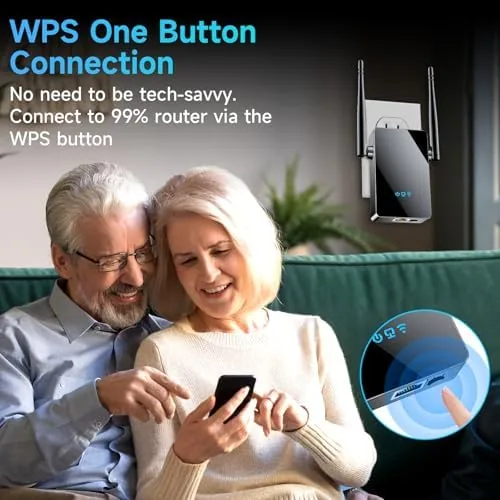A laptop in a far home office with a strong connection through the booster