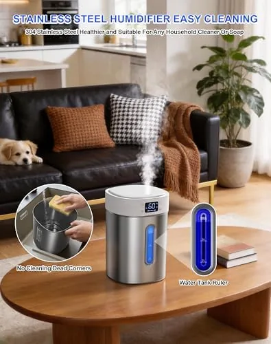 The Stainless Steel Humidifiers for Bedroom,Large Room,Baby Nursery,Plants,Home | 4Liters,Ultrasonic Cool compared in context